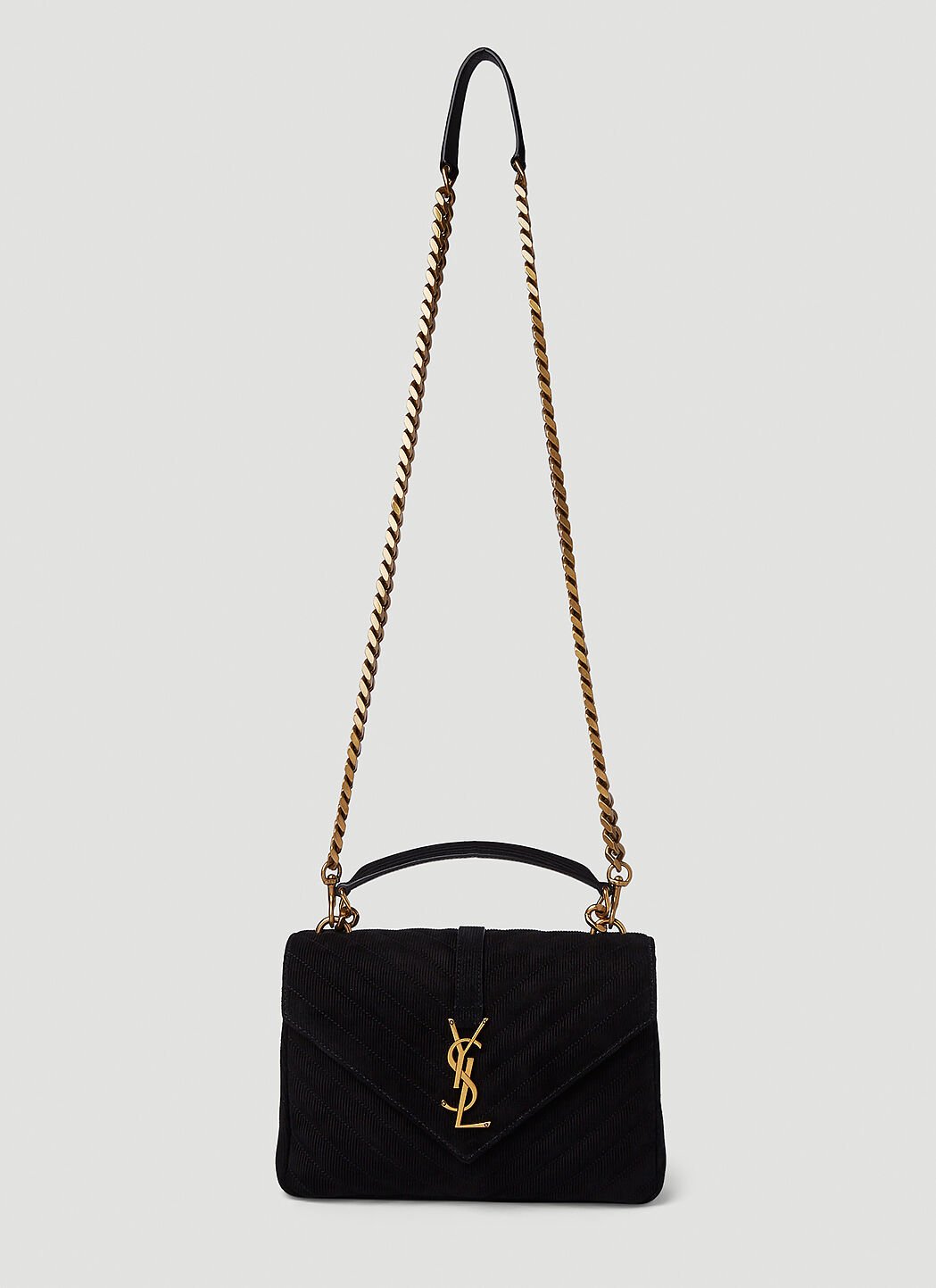 Saint laurent black college medium leather hotsell shoulder bag