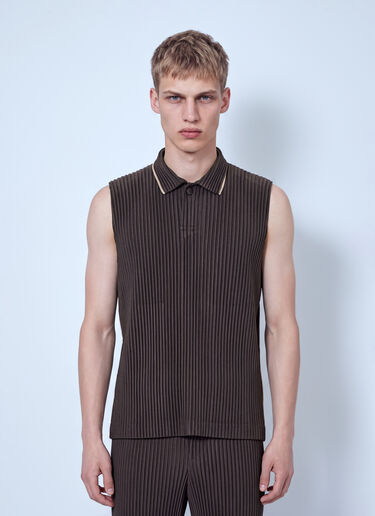 Homme Plissé Issey Miyake Pleated Sleeveless Top Brown hmp0166019