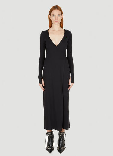 Marine Serre Cache-Coeur Hooded Dress Black mrs0250003