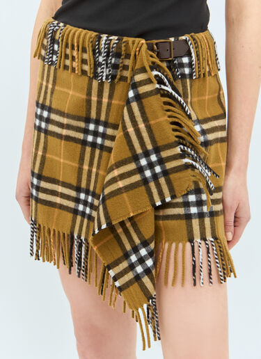 Burberry Check Wool And Cashmere Scarf Skirt Brown bur0258002