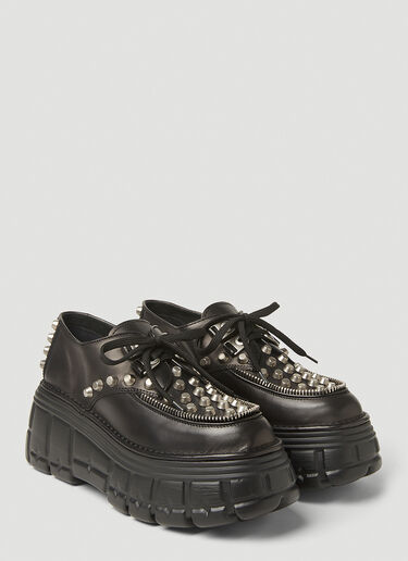 Miu Miu Lace-Up Platform Creeper Shoes Black miu0247008