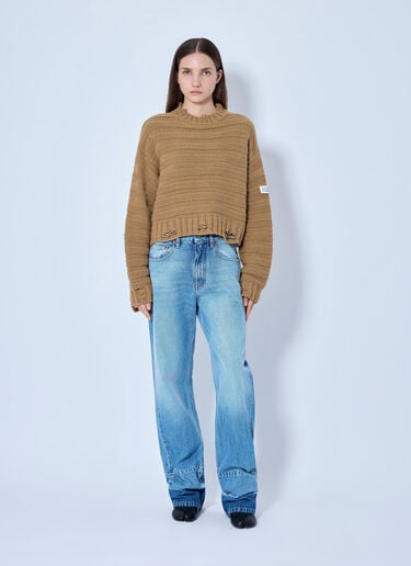 LN-CC® - MM6 Maison Margiela: Wide-Leg Denim Jeans - Blue MM6 Maison Margiela Wide-Leg Denim Jeans Blue mmm0265011
