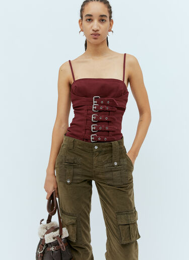 Blumarine Buckle-Strap Corset Top Burgundy blm0254004