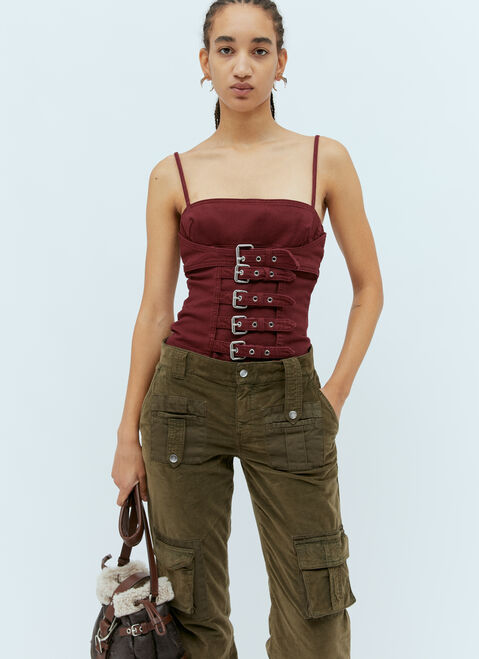 Blumarine バックルストラップ コルセットトップ グレー blm0254007