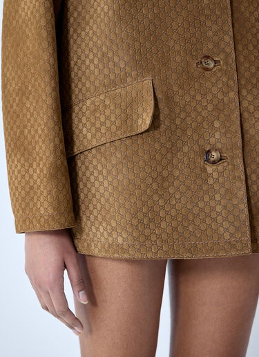 Gucci Embossed GG Suede Jacket Blue guc0259015
