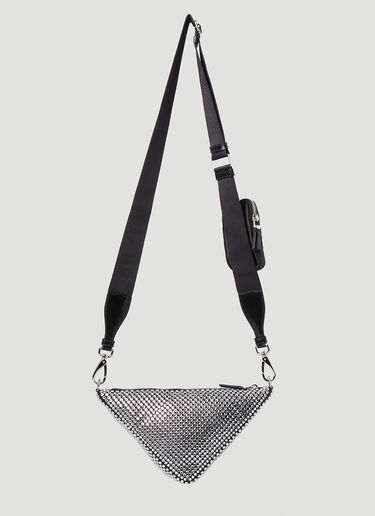 Prada Crystal Triangle Shoulder Bag Silver pra0249035