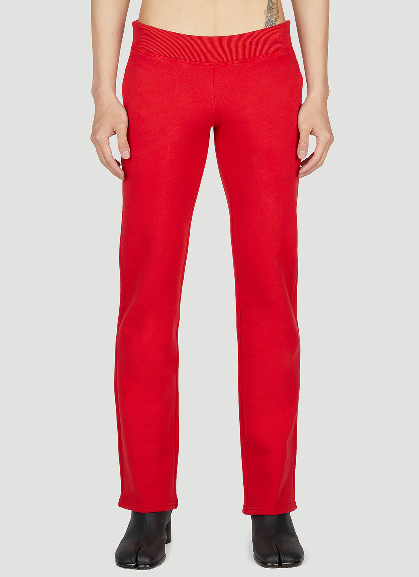 Mowalola Logo Print Cotton Jersey Sweatpants In Red