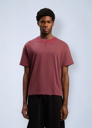 Palm Angels Neck Logo Regular T-Shirt Bordeaux pma0162104