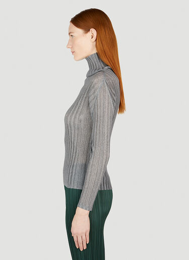 Pleats Please Issey Miyake Rib Pleats High Neck Top Grey plp0252009