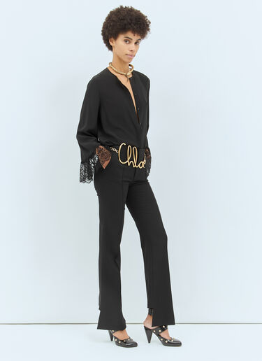Chloé Collarless Fluid Blouse Black chl0258008