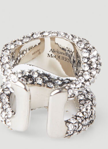 Alexander McQueen Pavé Cut Out Ring Silver amq0250047