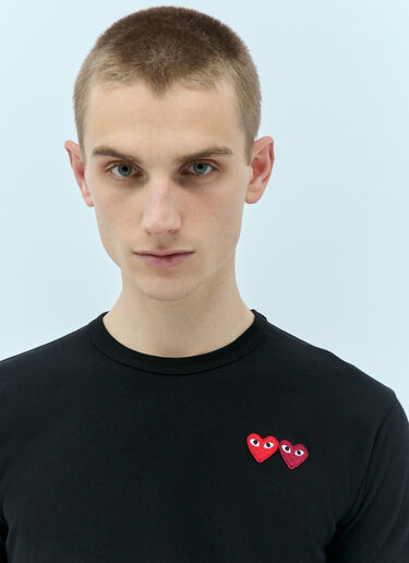 Comme Des Garçons PLAY Double Heart Logo Patch T-Shirt Black cpl0355019