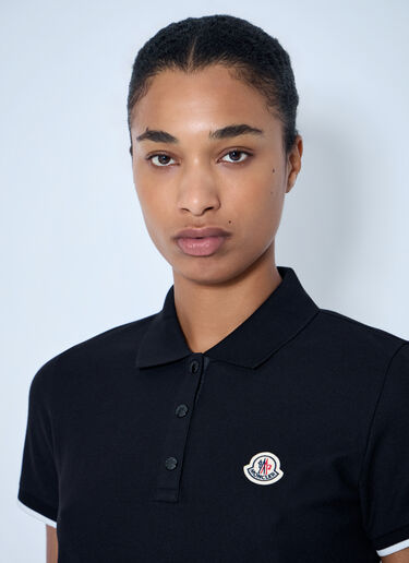 Moncler Piqué Polo Shirt with Logo Badge Black mon0265097