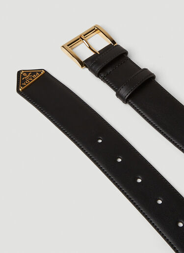 Prada Triangle Plaque City Belt Black pra0252032