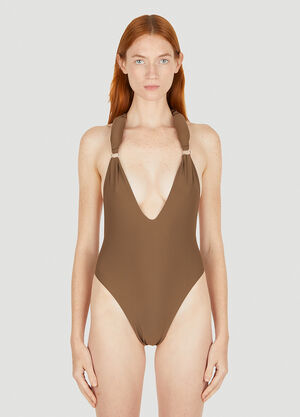 Entire Studios Halterneck Swimsuit Brown ent0250008