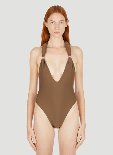 Entire Studios Halterneck Swimsuit Brown ent0250008