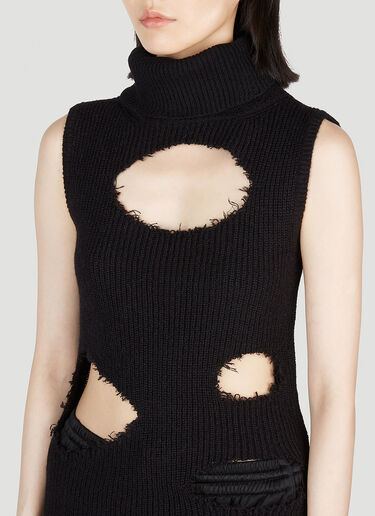 MM6 Maison Margiela Distressed Roll Neck Sweater Black mmm0253019