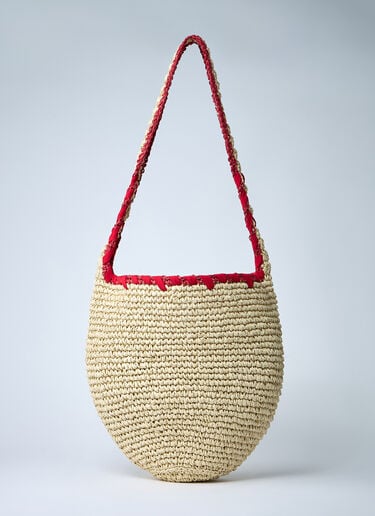 Marni Logo Motif Raffia Shoulder Bag Natural mni0261021