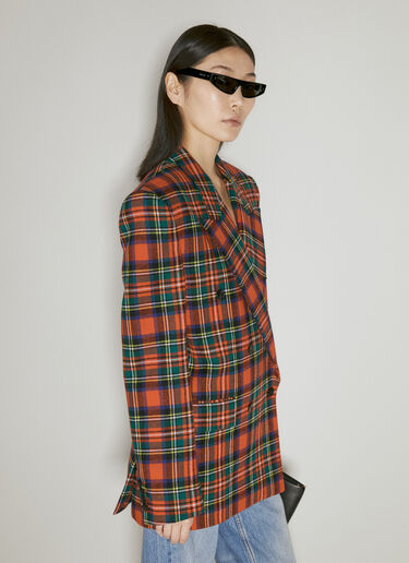 Saint Laurent Oversized Tartan Wool Blazer Red sla0254027