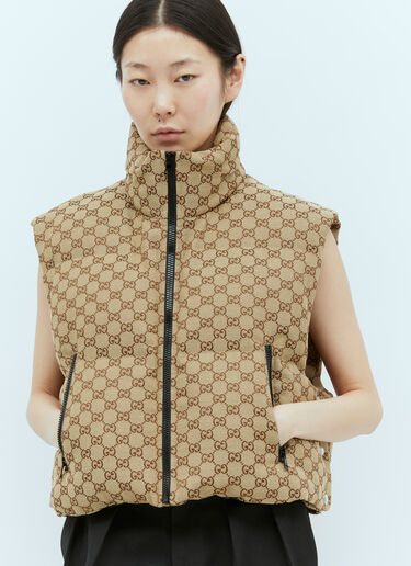 Gucci GG Canvas Padded Gilet Beige guc0255037