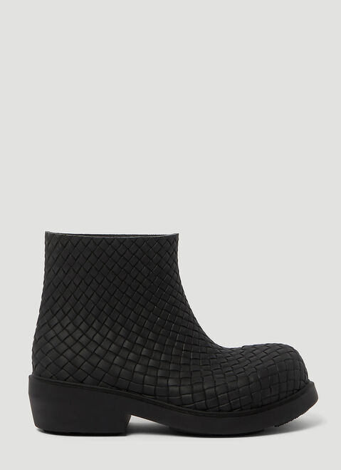 Bottega Veneta Fireman Intreccio Rubber Anke Boot Grey bov0254007