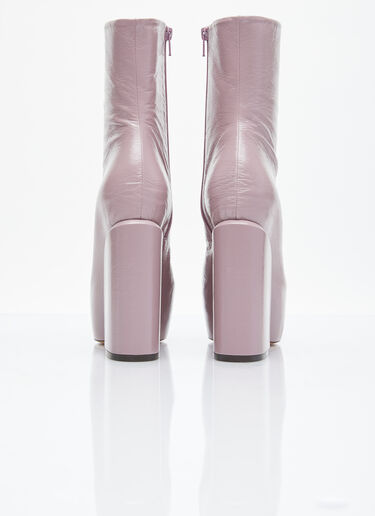 Dries Van Noten Platform Heel Leather Boots Lilac dvn0254035