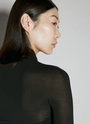 Saint Laurent Semi-Sheer Cross Top Black sla0253022