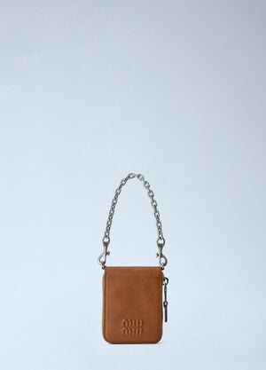 Miu Miu Logo-Embossed Chain-Strap Wallet Brown miu0165013