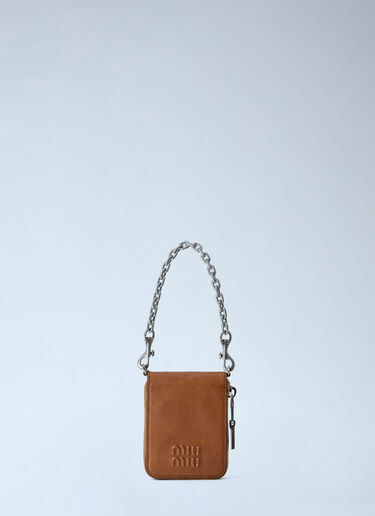 LN-CC® - Miu Miu: Logo-Embossed Chain-Strap Wallet - Brown Miu Miu Logo-Embossed Chain-Strap Wallet Brown miu0165013