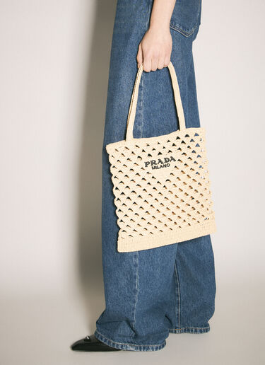 Prada Crochet Tote Bag Beige pra0260032