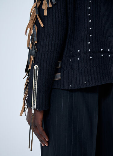 Leather Embellished Wool Sweater Prada Leather Embellished Wool Sweater Black pra0162009