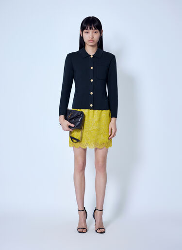 Saint Laurent Wool Polo Cardigan Black sla0265001