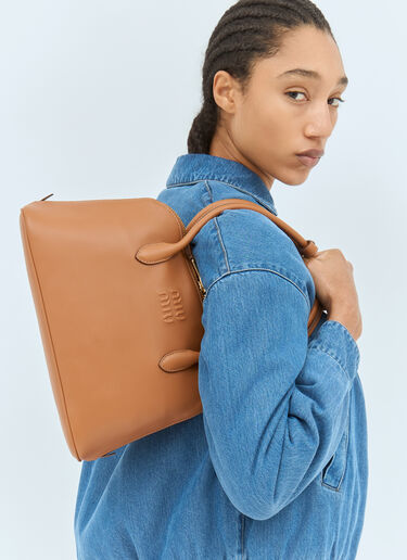 Miu Miu Small Embossed Leather Handbag Brown miu0258051