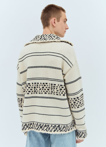 Bottega Veneta Contrast Pattern Knit Sweater Cream bov0157008