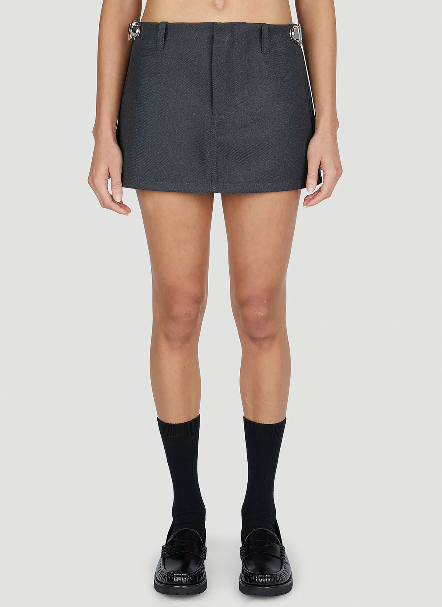 Shop Marc Jacobs Push Lock Mini Skirt In Grey