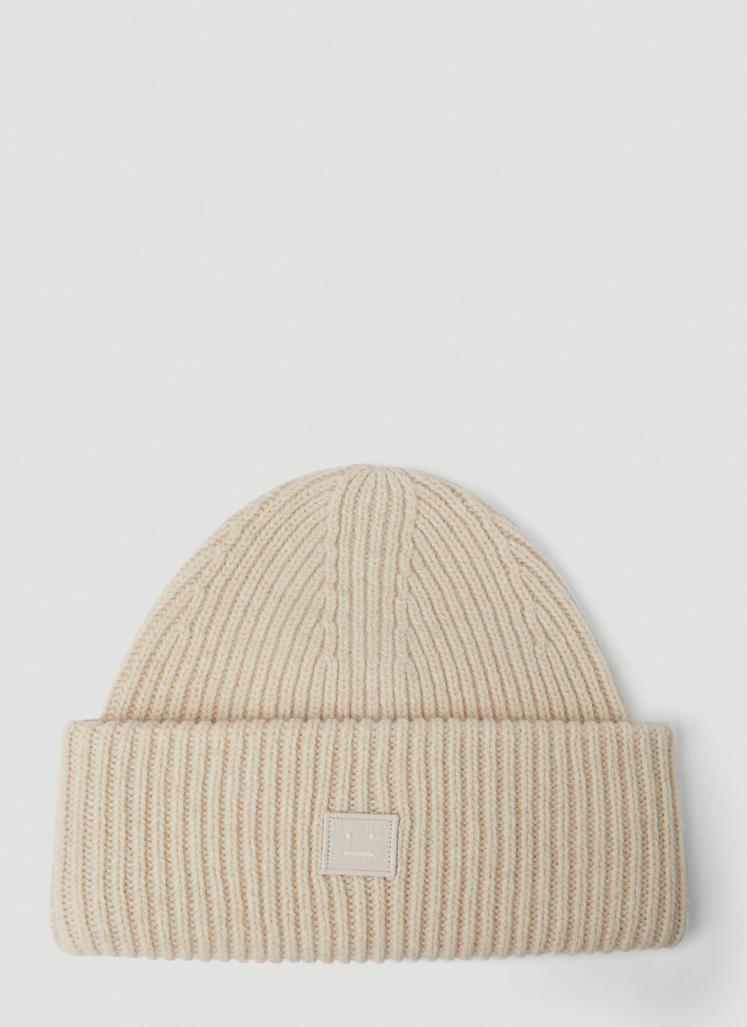 Shop Acne Studios Face Patch Beanie Hat In Cream