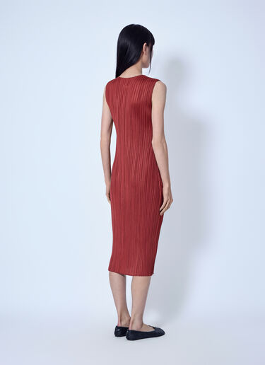 LN-CC® - Pleats Please Issey Miyake: September Pleated Midi Dress - Red Pleats Please Issey Miyake September Pleated Midi Dress Red plp0266026