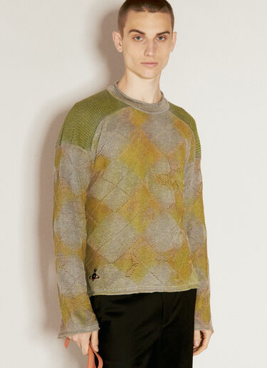 Vivienne Westwood Argyle Knit Sweater Grey vvw0156009