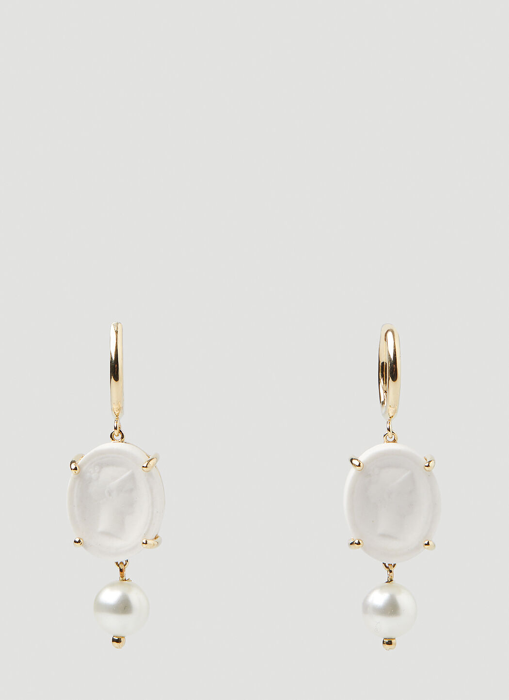 Simone Rocha Faux Pearl Cameo Earrings in Beige LN CC