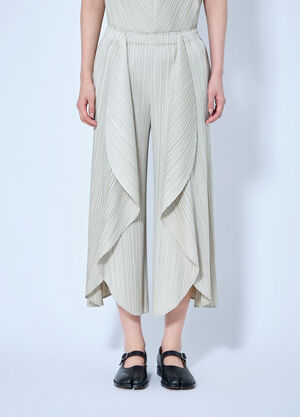 Pleats Please Issey Miyake Pleated Wide-Leg Trousers Beige plp0264016