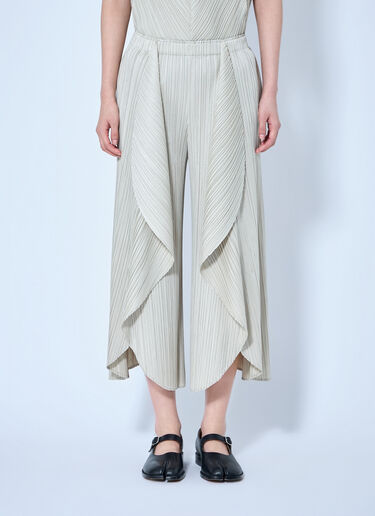Pleats Please Issey Miyake Pleated Wide-Leg Trousers Beige plp0264016