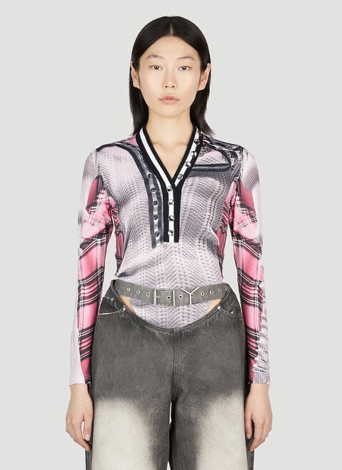 Y/Project x Jean Paul Gaultier Trompe L'Oeil Cardigan Bodysuit Grey jpg0252008