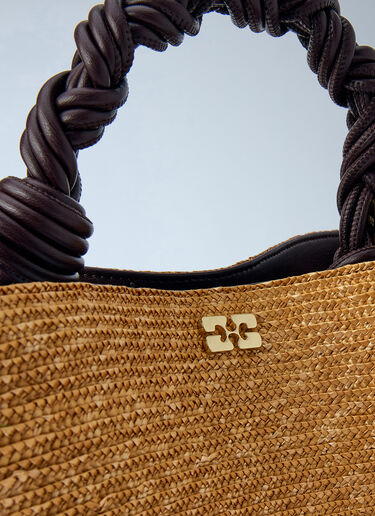 GANNI Bou Small Straw Top Handle Bag Yellow gan0265033