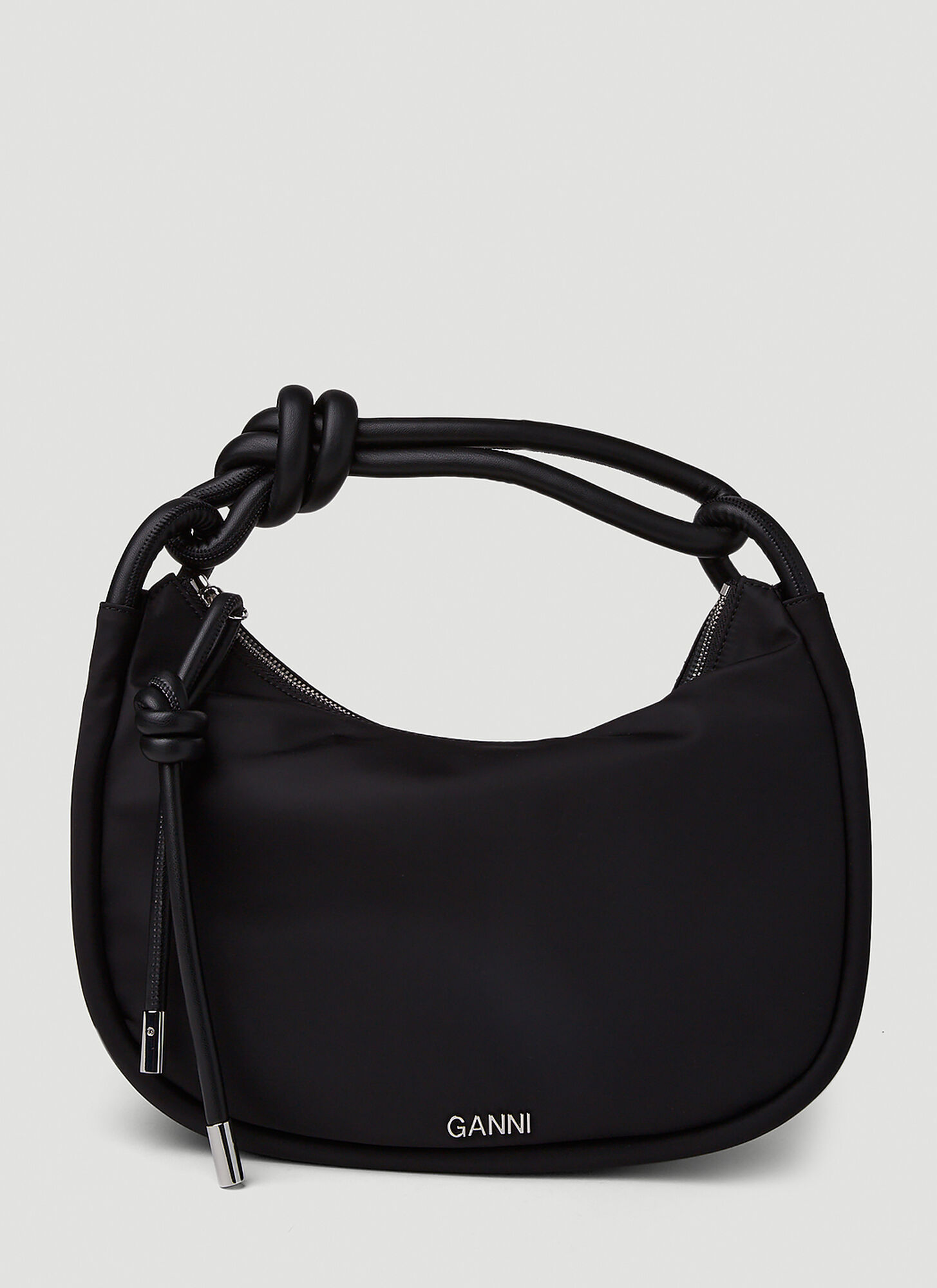 Shop Ganni Knot Shoulder Bag In Black