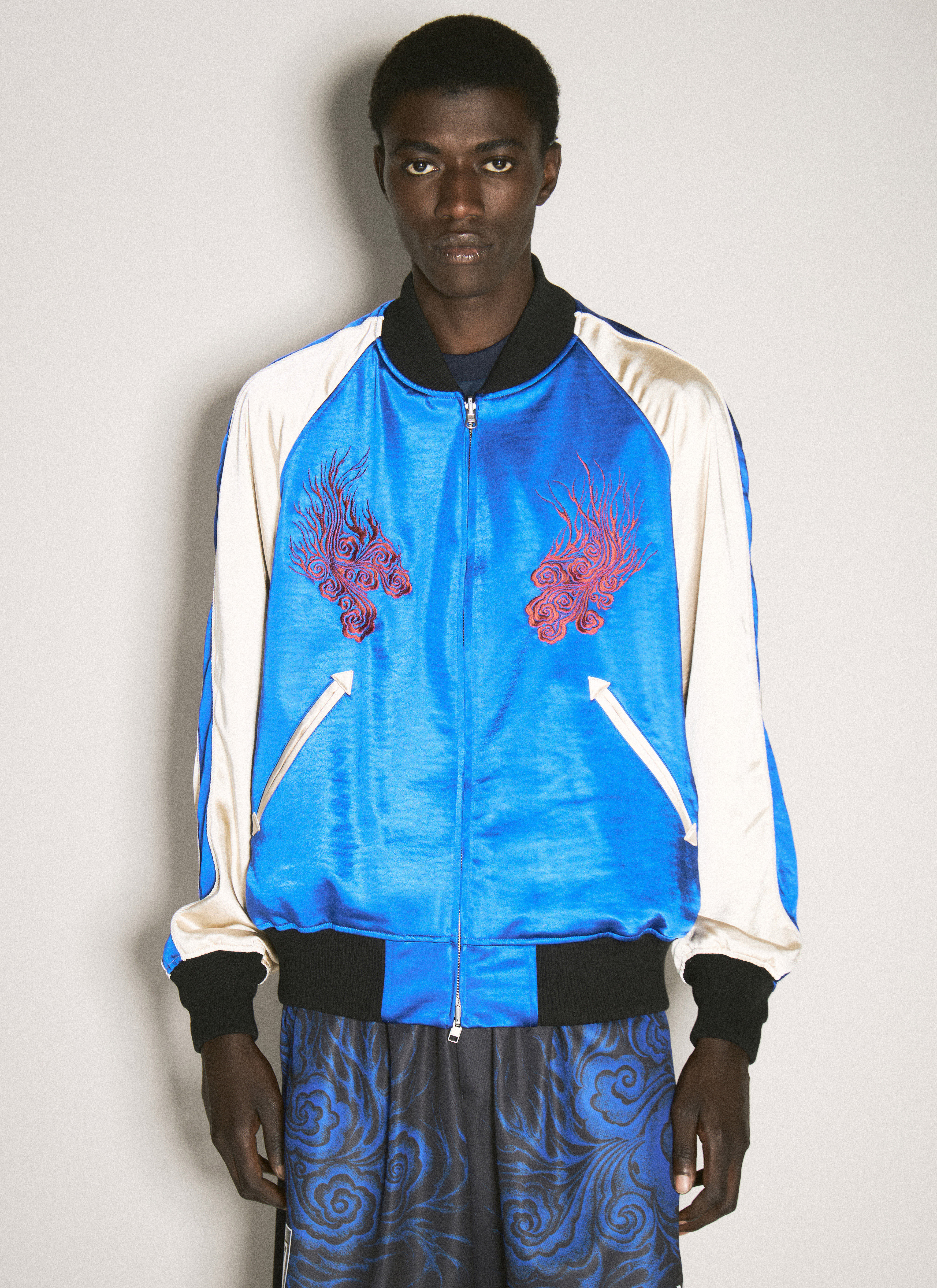 Embroidered satin jacket sale