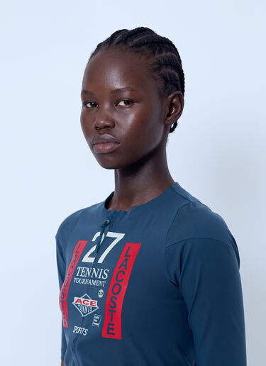 LN-CC® - Lacoste: Runway Zipped Printed Stretch T-shirt - Blue Lacoste Runway Zipped Printed Stretch T-shirt Blue lac0266011