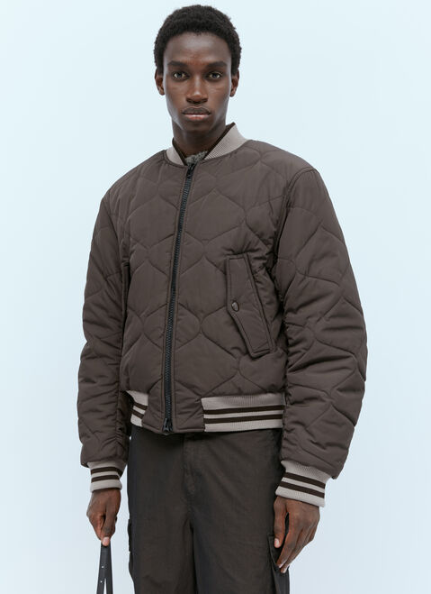 Dries Van Noten キルティング ジップボンバージャケット ブラウン dvn0154007