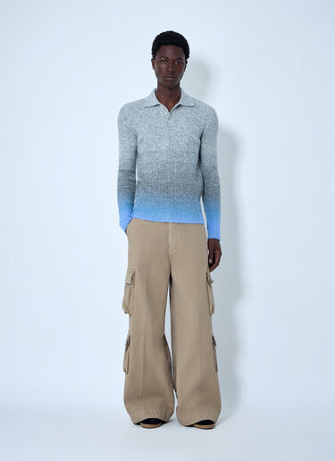 Ribbed Knit Polo Sweater ERL Ribbed Knit Polo Sweater Grey erl0164003