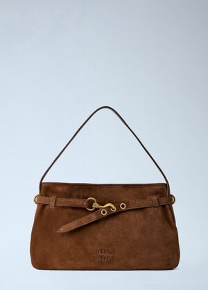 Miu Miu Medium Adventure Suede Shoulder Bag Brown miu0264201