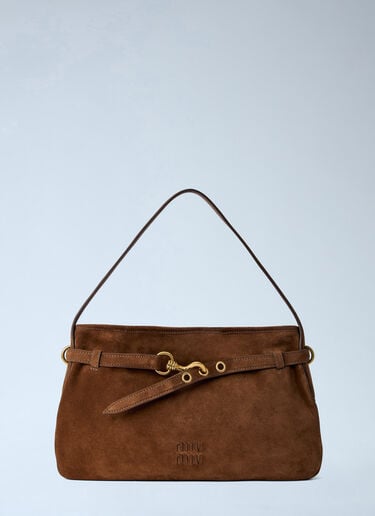 Miu Miu Medium Adventure Suede Shoulder Bag Brown miu0264201
